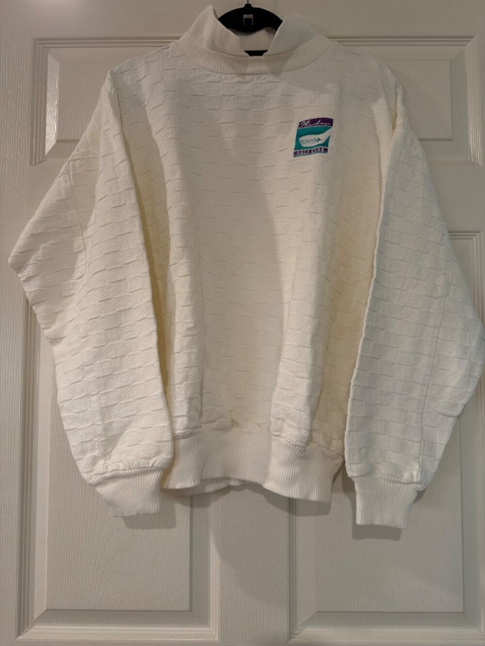Vintage Somers Windsor Golf Club White Textured Sweatshirt Medium USA Made 100%